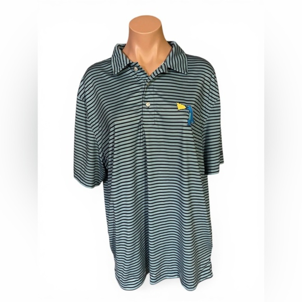 Chubbies Men’s Large Blue Striped Fired Up Stretched Performance Polo Shirt